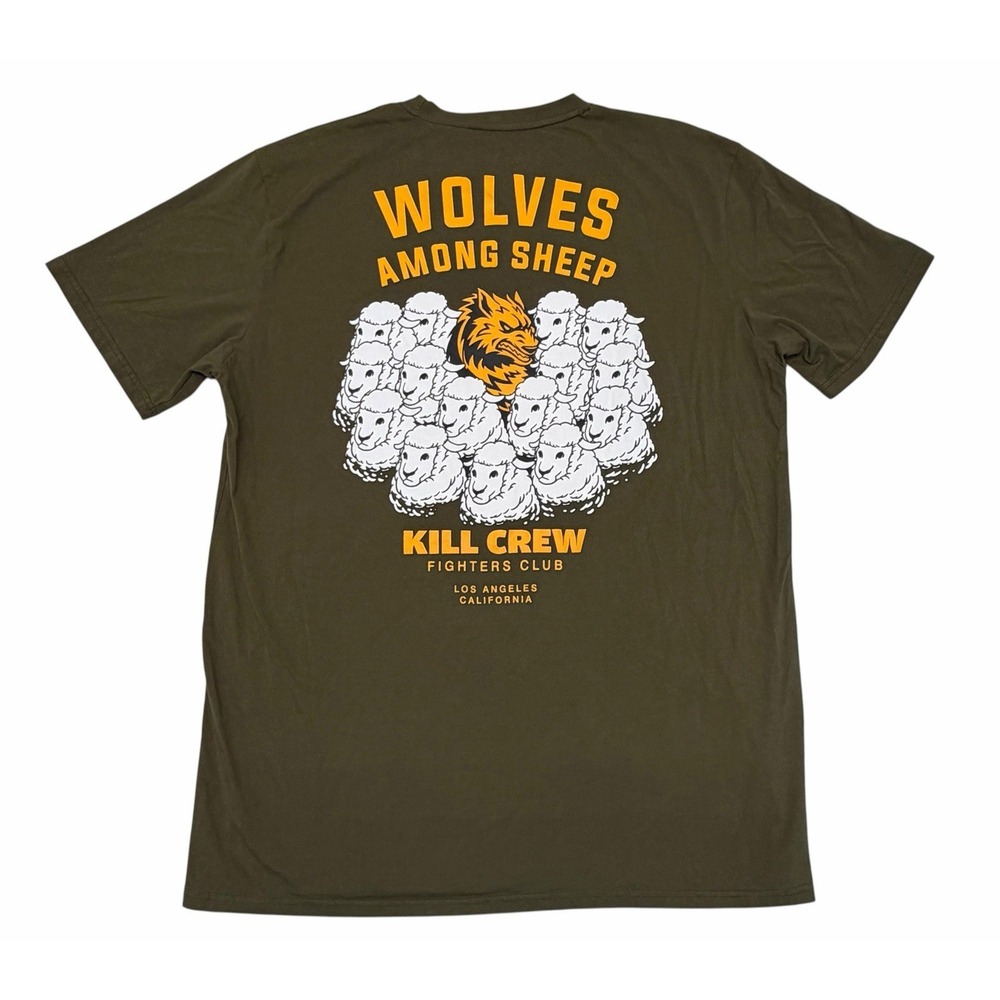 Kill Crew Wolves Among Sheep Fighters Club Porrada Series Army Green Shirt XL